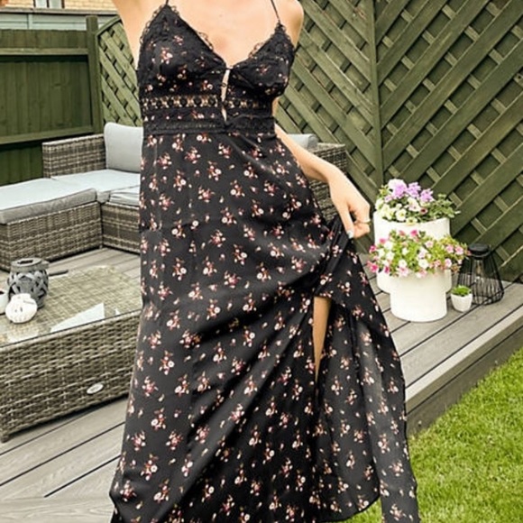 Free People Intimately Out and About Satin Floral Maxi Slip Dress - Picture 3 of 13